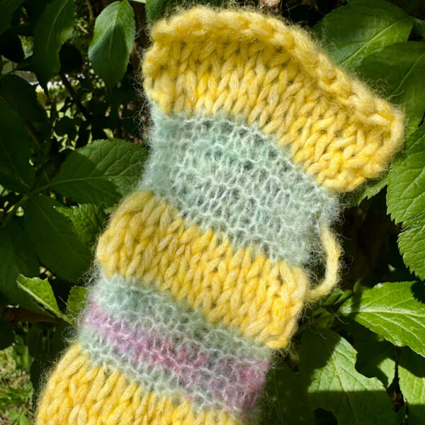 strikkeprøve pastel striber